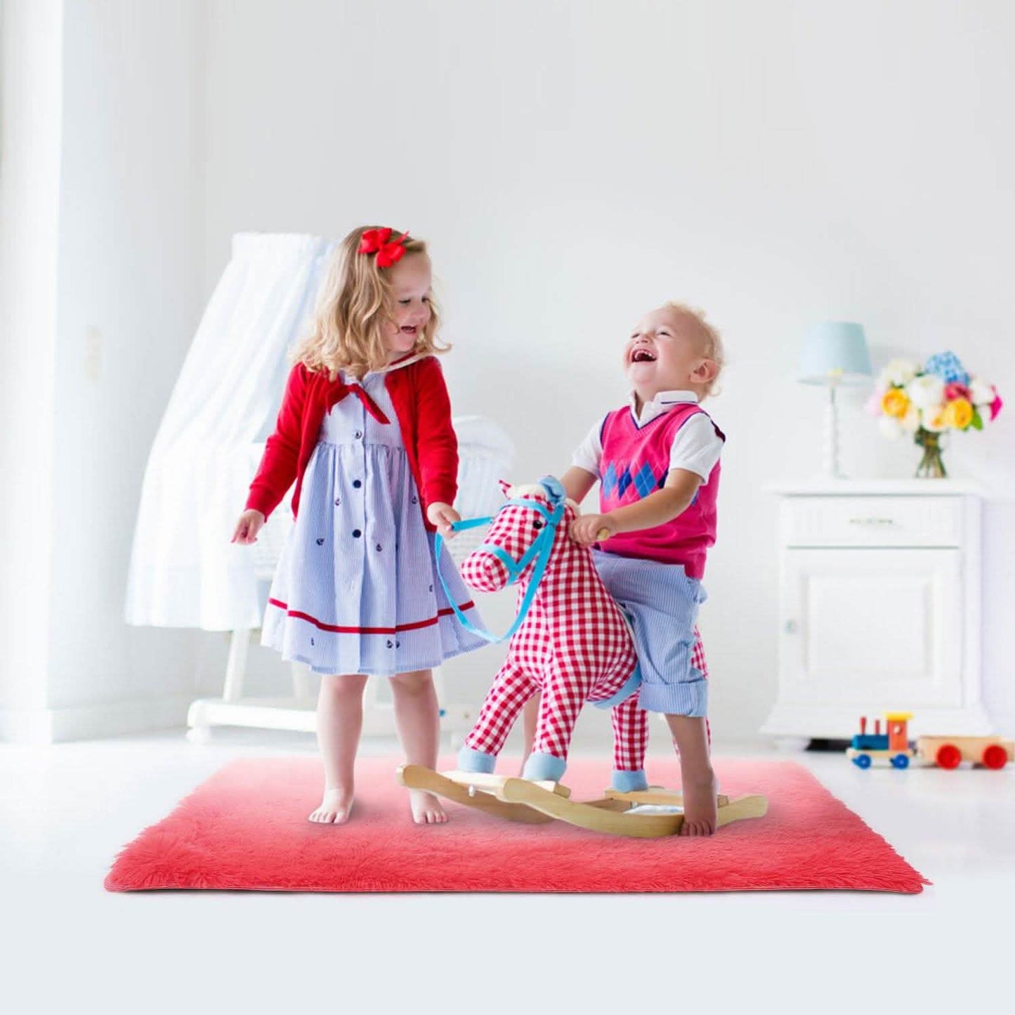 Flauschiger Schlafzimmer-Antirutsch-Teppich