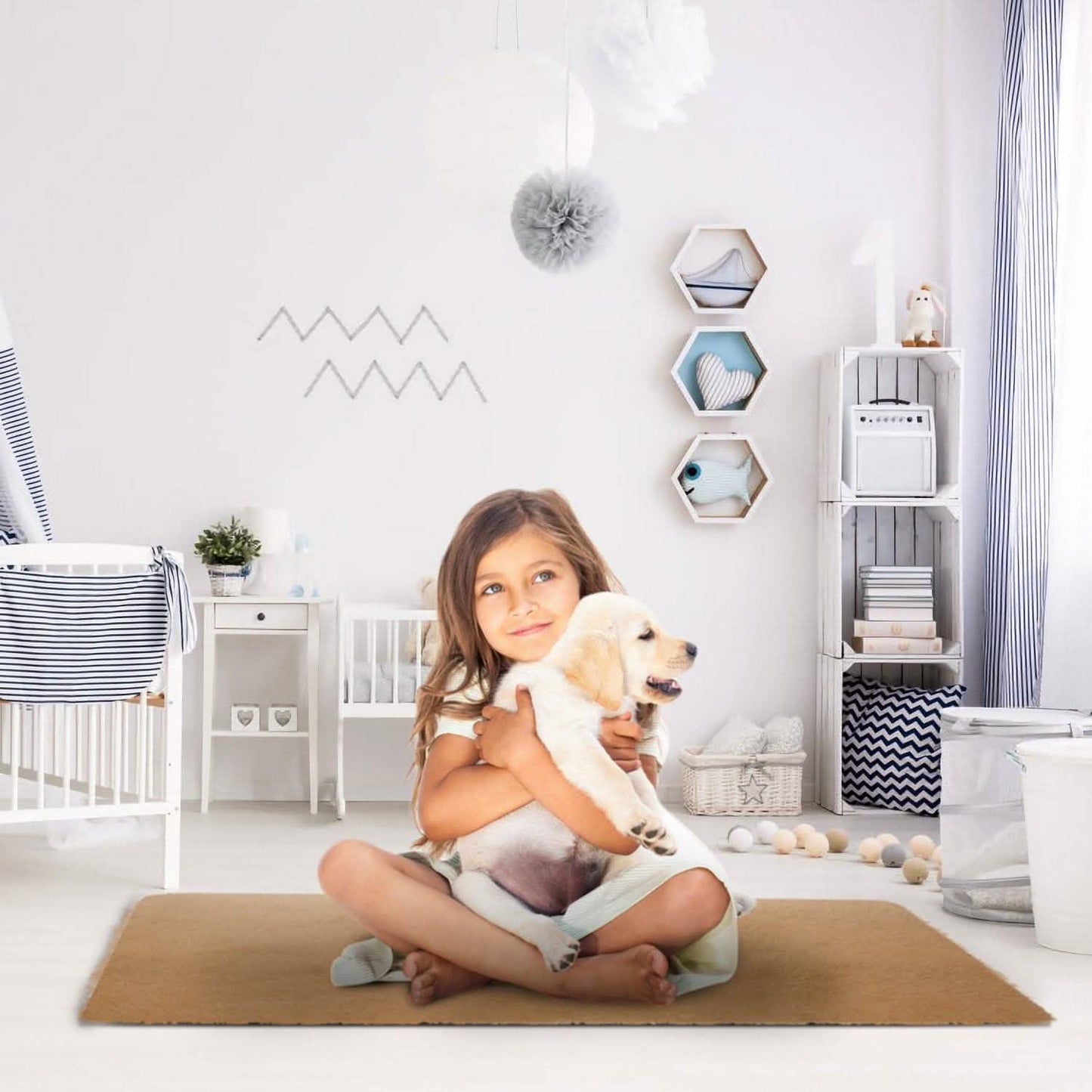 Flauschiger Schlafzimmer-Antirutsch-Teppich