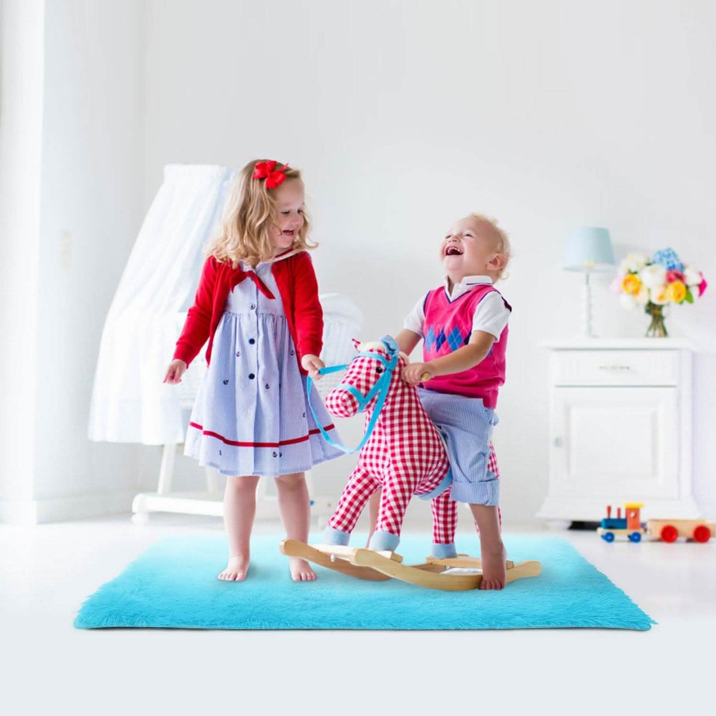 Flauschiger Schlafzimmer-Antirutsch-Teppich
