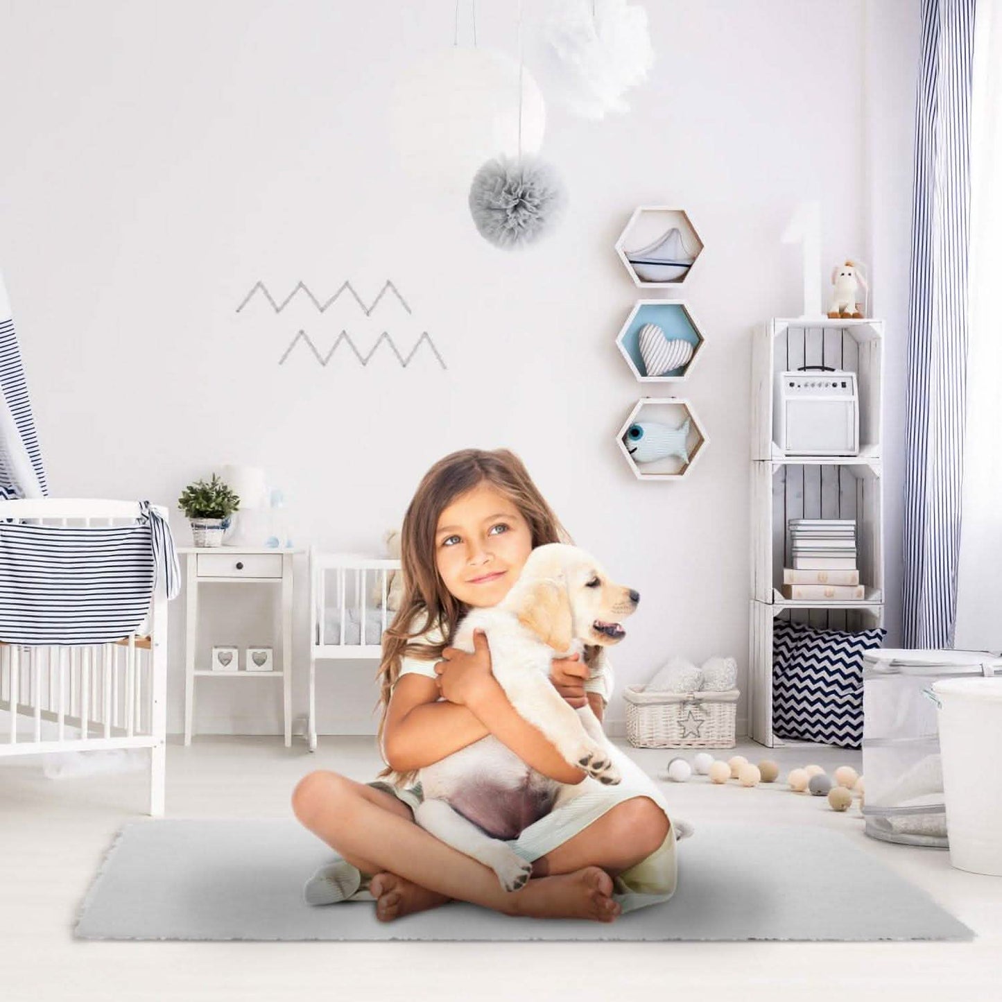Flauschiger Schlafzimmer-Antirutsch-Teppich