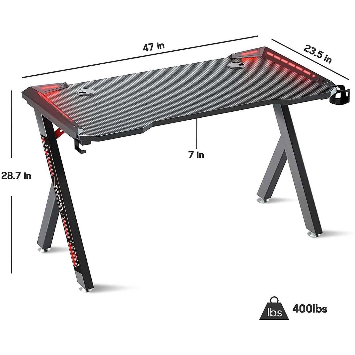 Flusha Gaming-Schreibtisch mit LED-RGB-Beleuchtung
