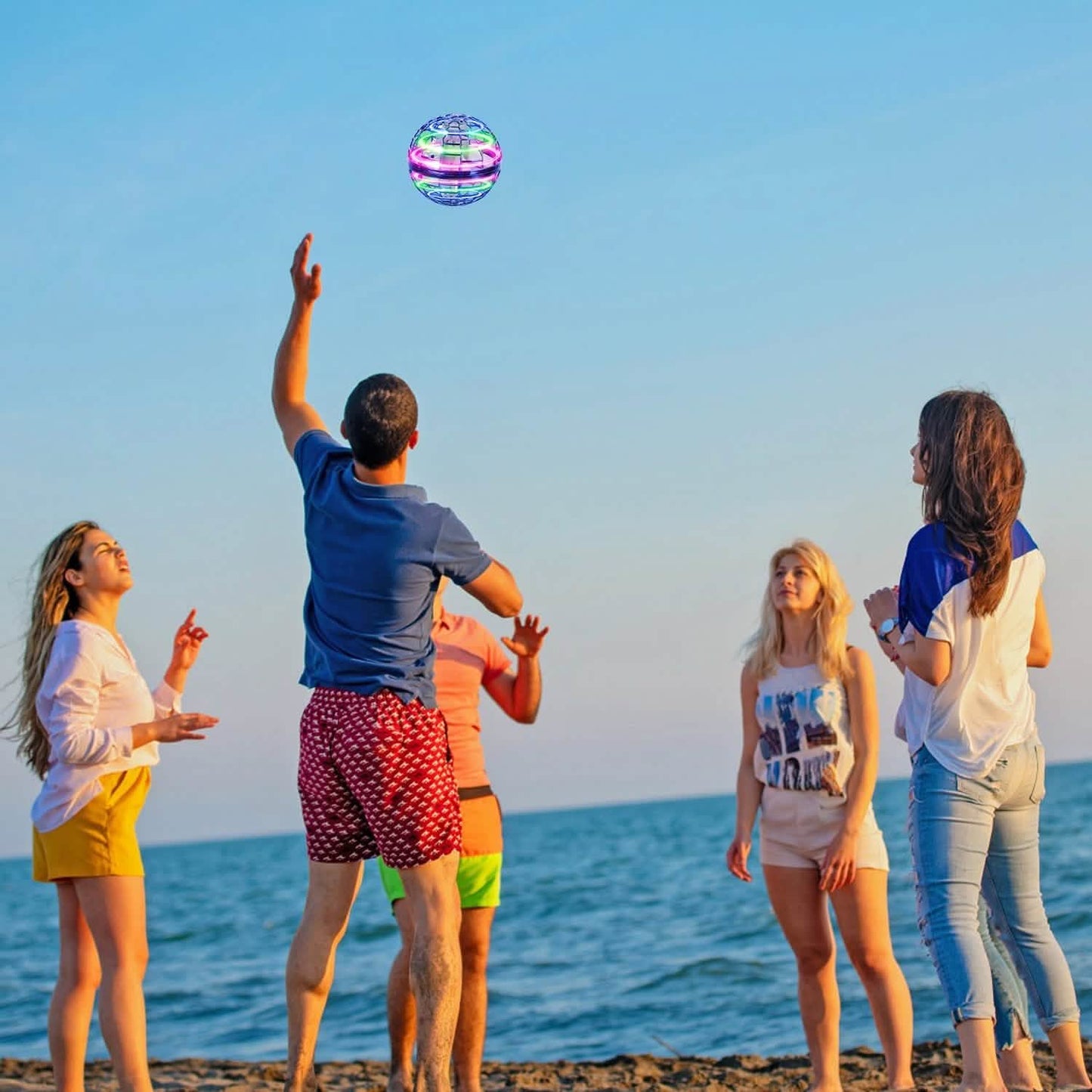 Fliegender Ball Spielzeug 360° Rotierender Handgesteuerter Fliegender Orb Hover Ball mit RGB Lichtern