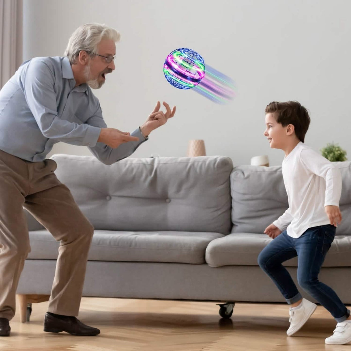 Fliegender Ball Spielzeug 360° Rotierender Handgesteuerter Fliegender Orb Hover Ball mit RGB Lichtern