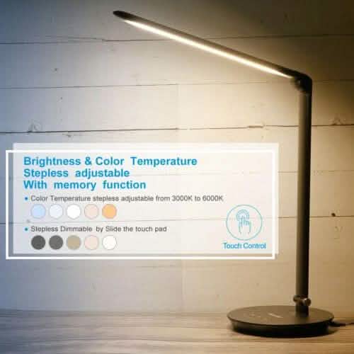 Faltbare AC-LED-Schreibtischlampe, verstellbar, Touch-Steuerung, USB-wiederaufladbar