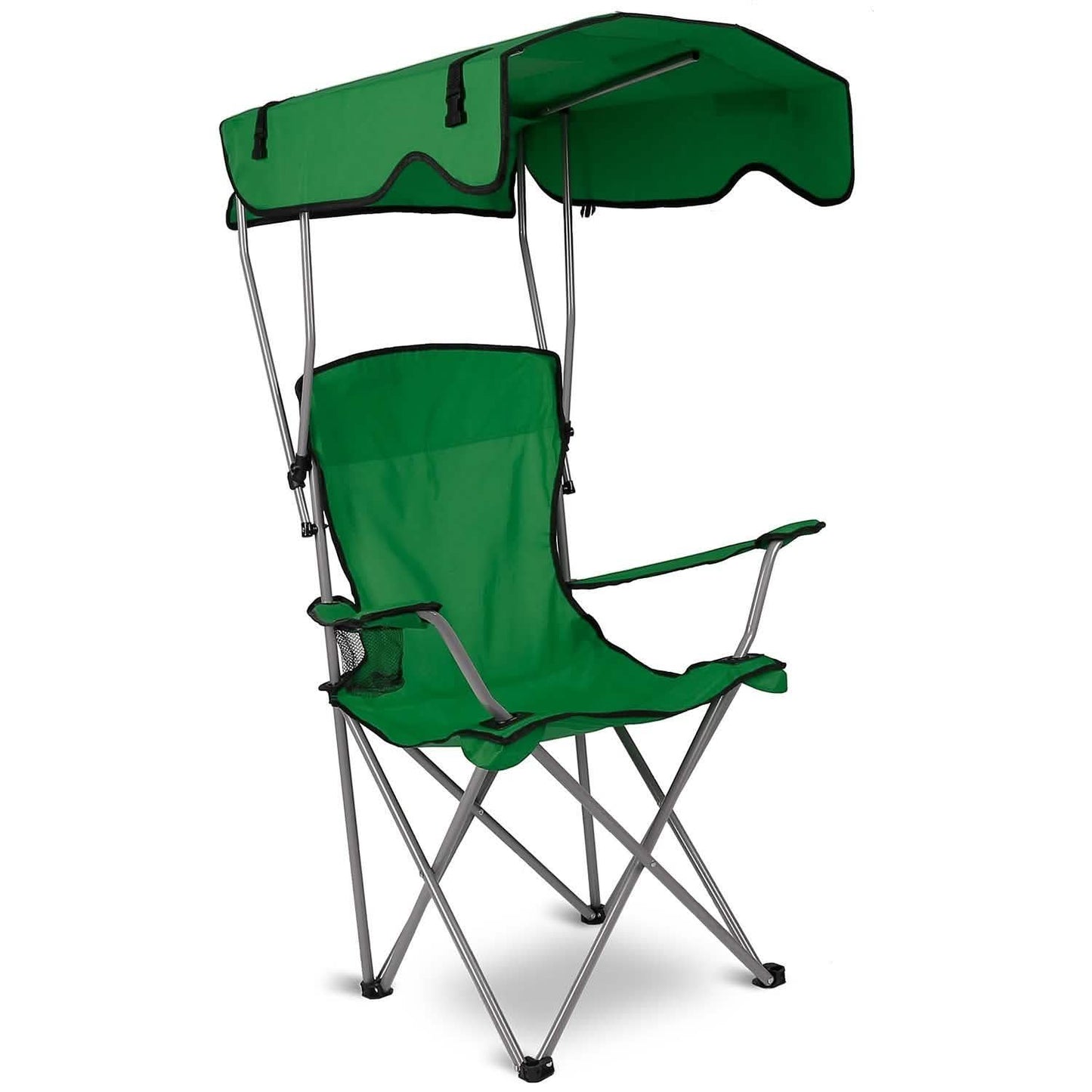 Faltbarer Strandstuhl mit Sonnenschutz und Becherhalter