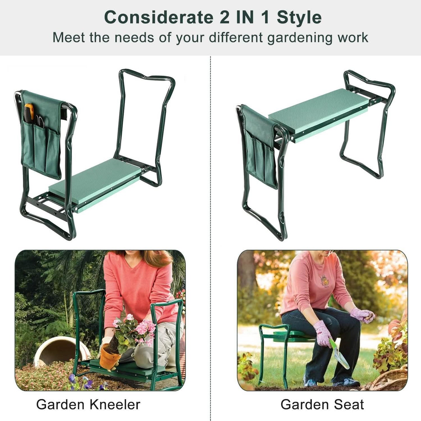 Klappbarer Gartenkniesitz mit weichem Kniepolster