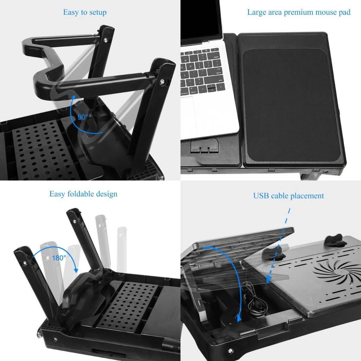 Faltbarer Laptop-Tisch Bett Notizbuch Schreibtisch mit Kühlgebläse Maus-Board