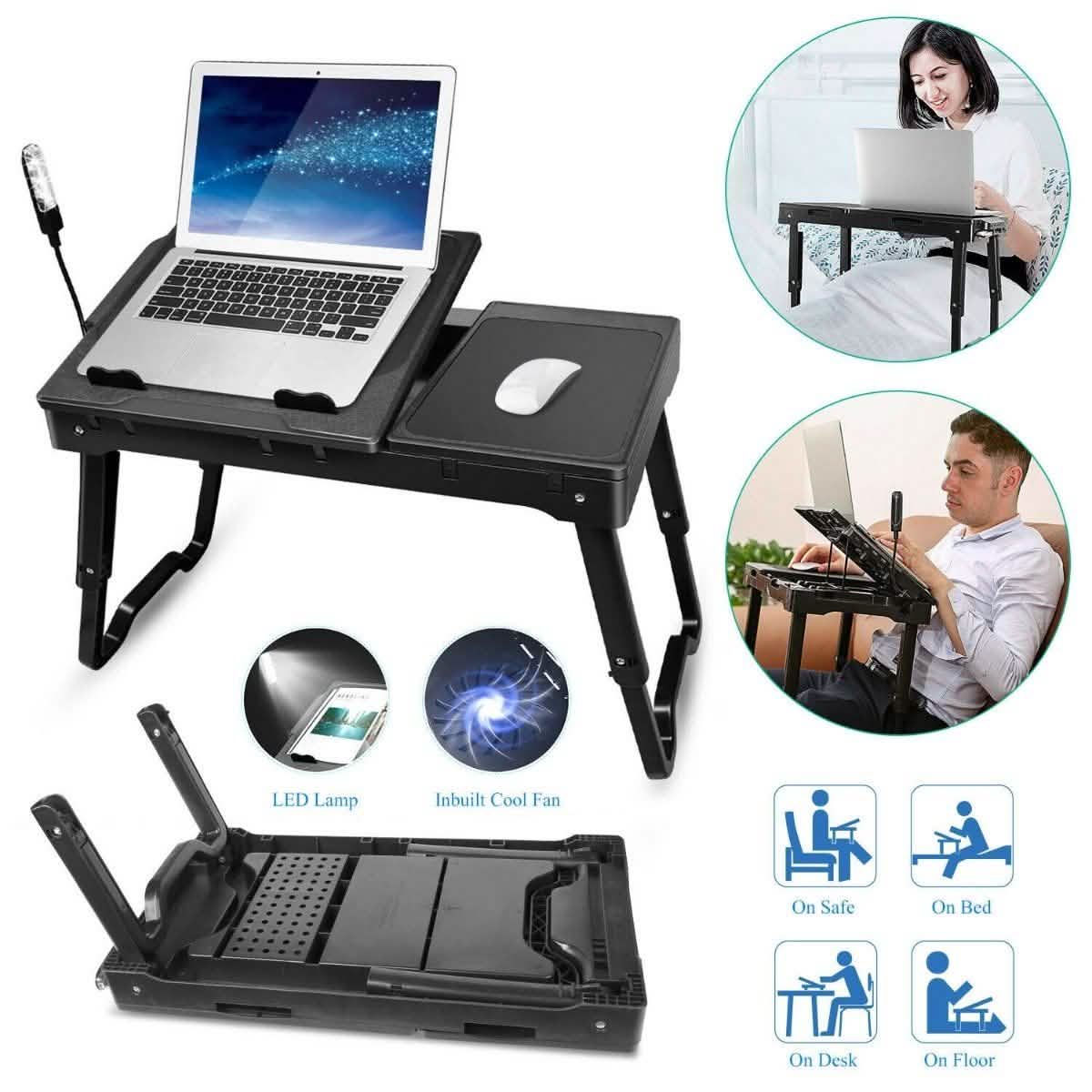 Faltbarer Laptop-Tisch Bett Notizbuch Schreibtisch mit Kühlgebläse Maus-Board
