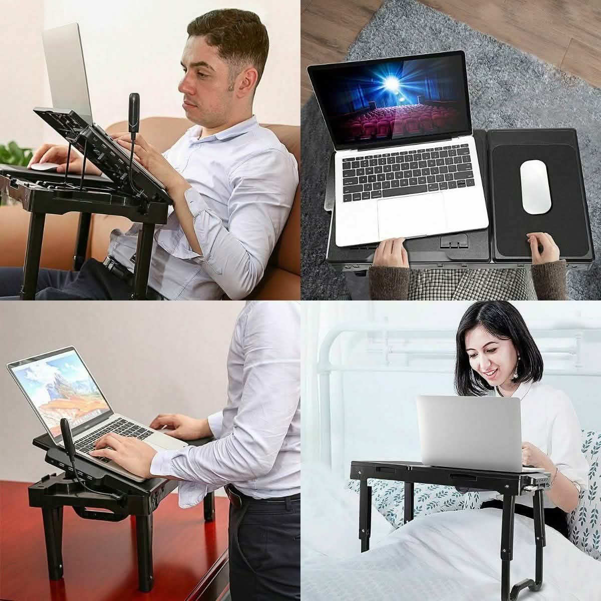 Faltbarer Laptop-Tisch Bett Notizbuch Schreibtisch mit Kühlgebläse Maus-Board