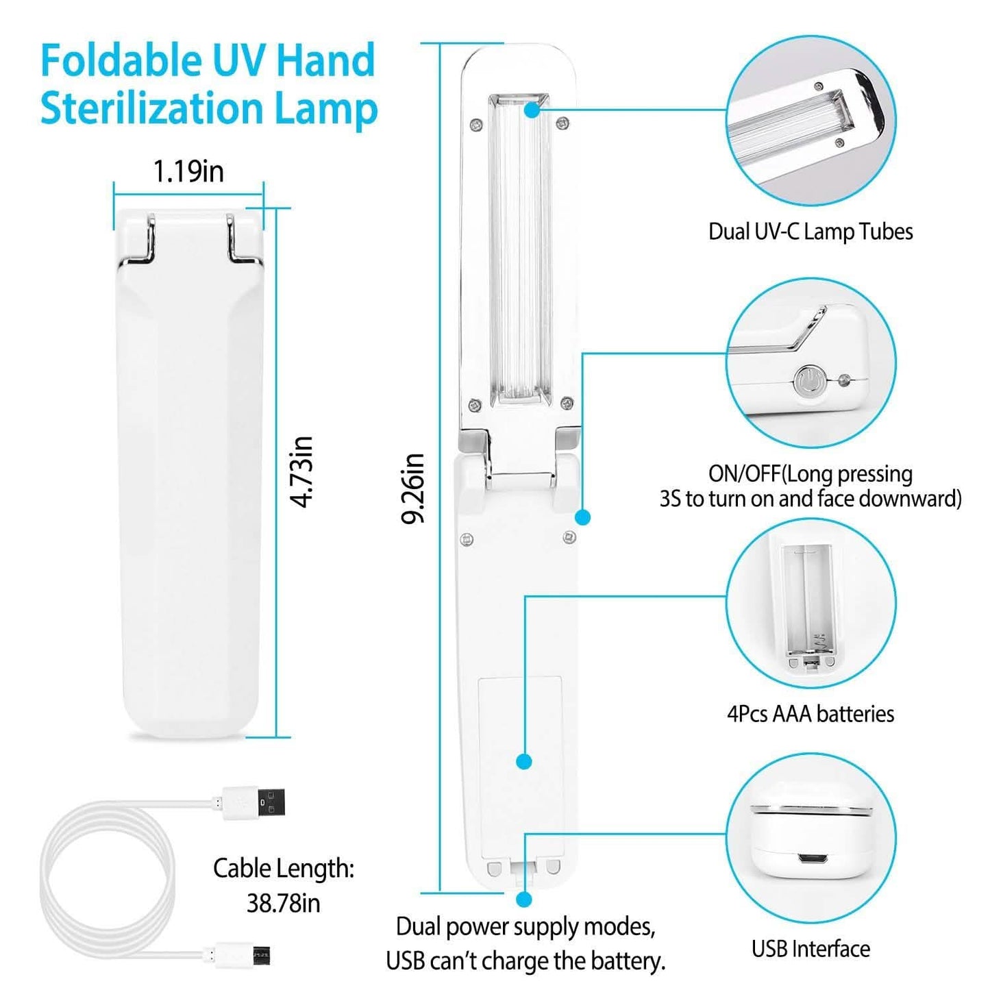 Faltbarer UV-Desinfektionsstab