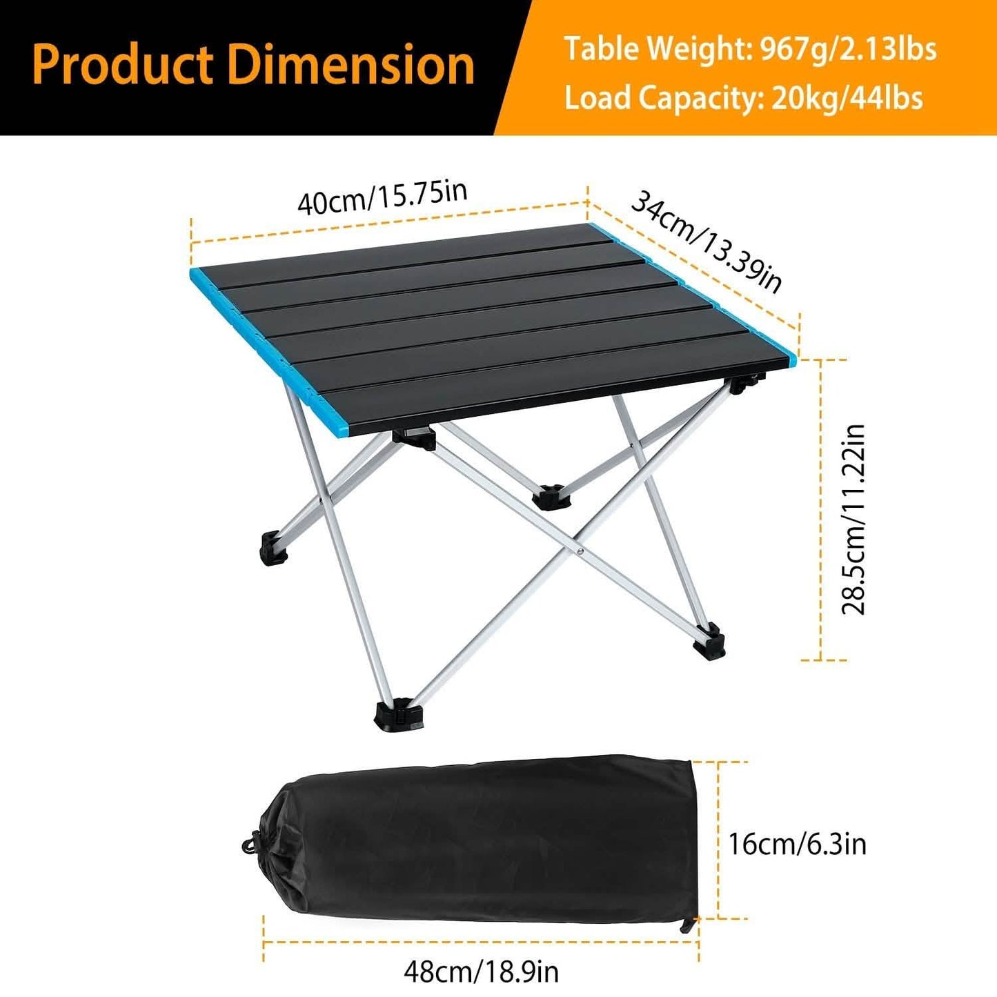 Klappbarer Campingtisch Aluminiumlegierung faltbar mit Tragetasche