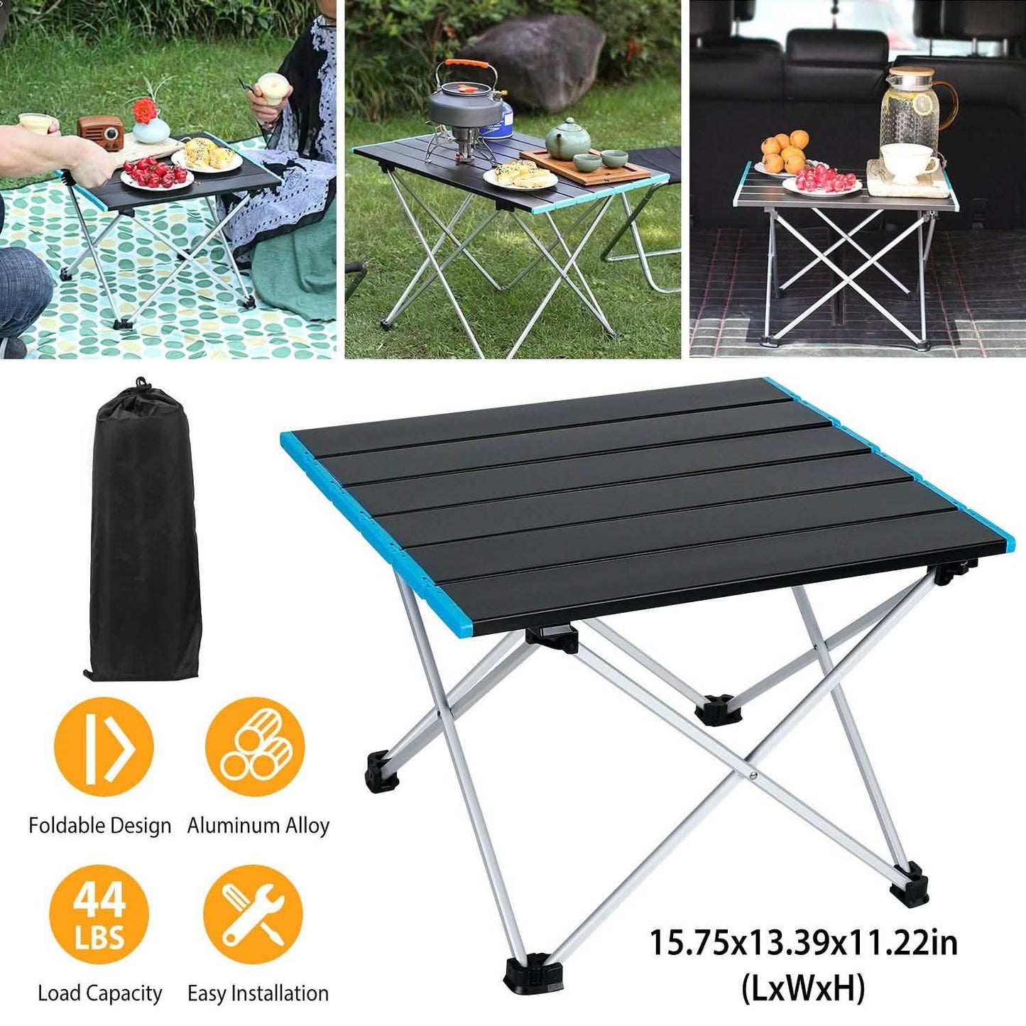 Klappbarer Campingtisch Aluminiumlegierung faltbar mit Tragetasche