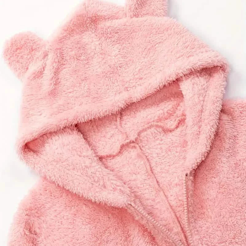 Flauschiger Pyjama-Overall mit Kapuze für Musikfestivals, langärmlige Lingerie & Nachtwäsche mit Reißverschluss