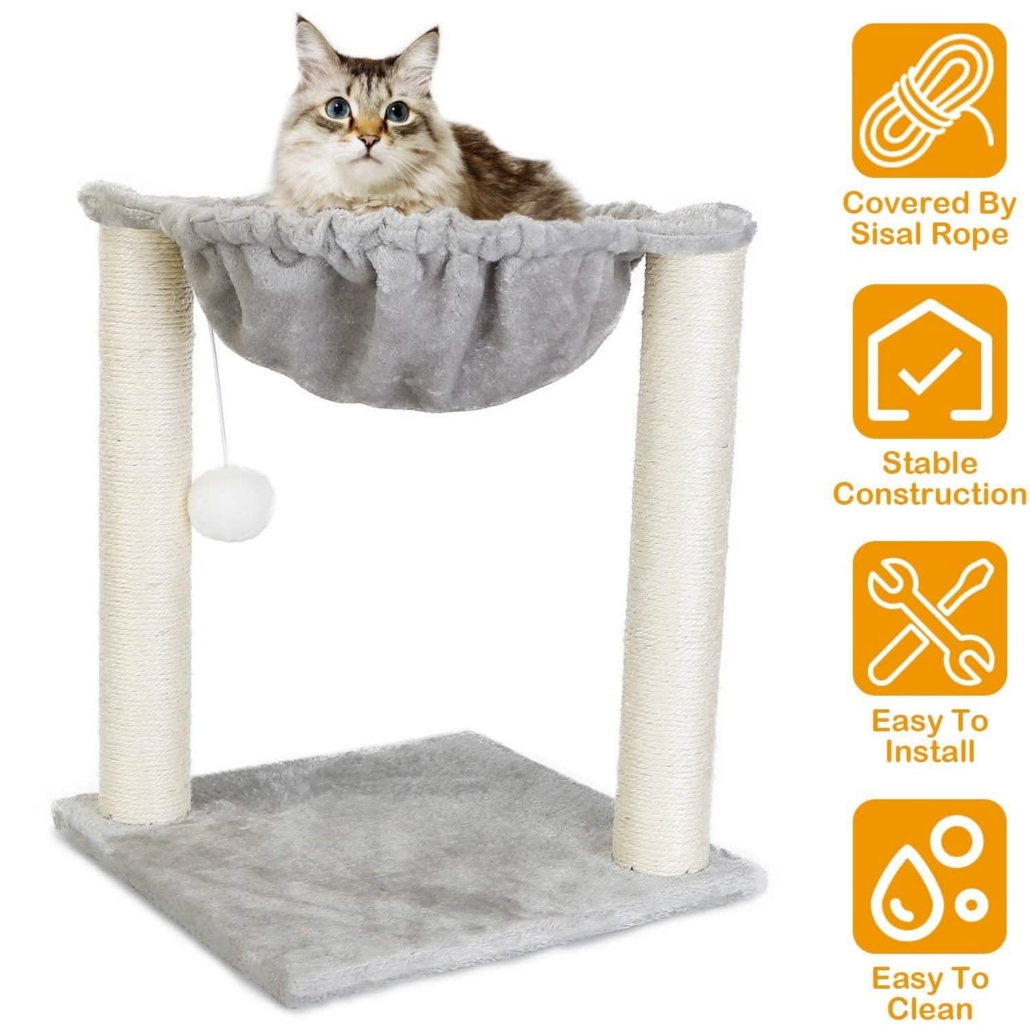 Fuzzy Katzenkratzbaum mit Hängematte