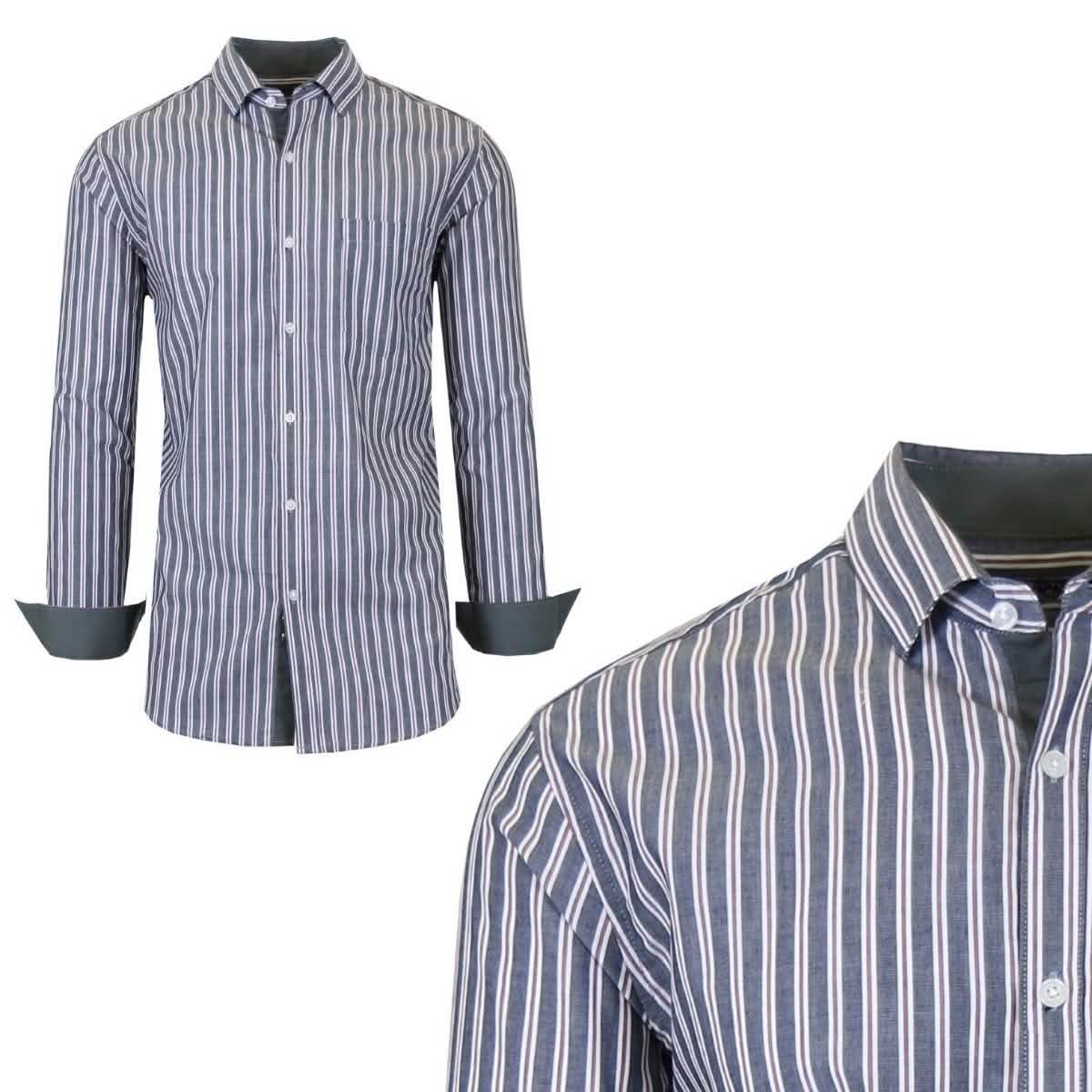 Galaxy by Harvic Herren Langarm Slim-Fit Bedrucktes Hemd