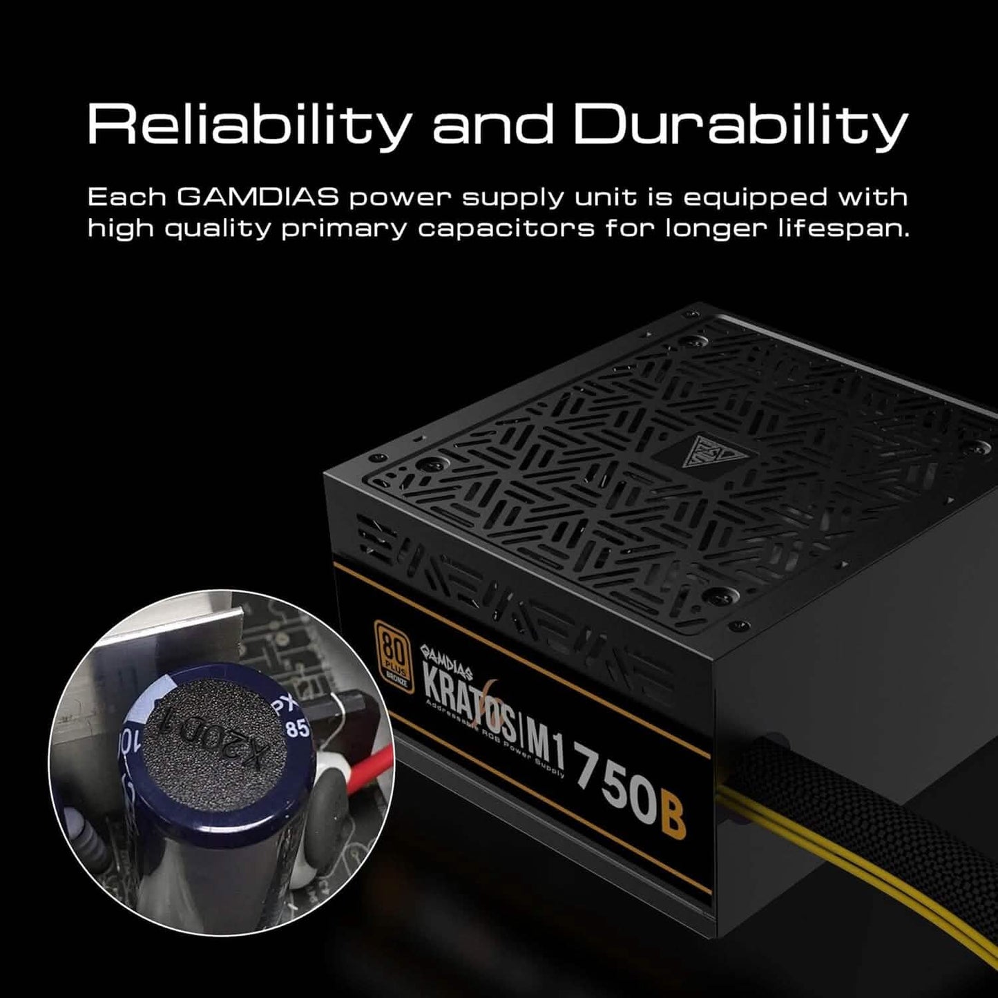 GAMDIAS RGB Gaming PC Netzteil 750W 750 Watt PSU Kratos M1-750B (Generalüberholt)