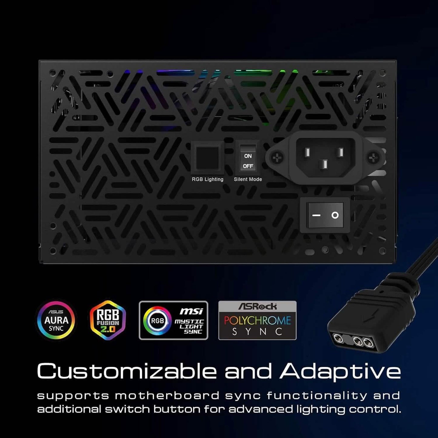 GAMDIAS RGB Gaming PC Netzteil 750W 750 Watt PSU Kratos M1-750B (Generalüberholt)