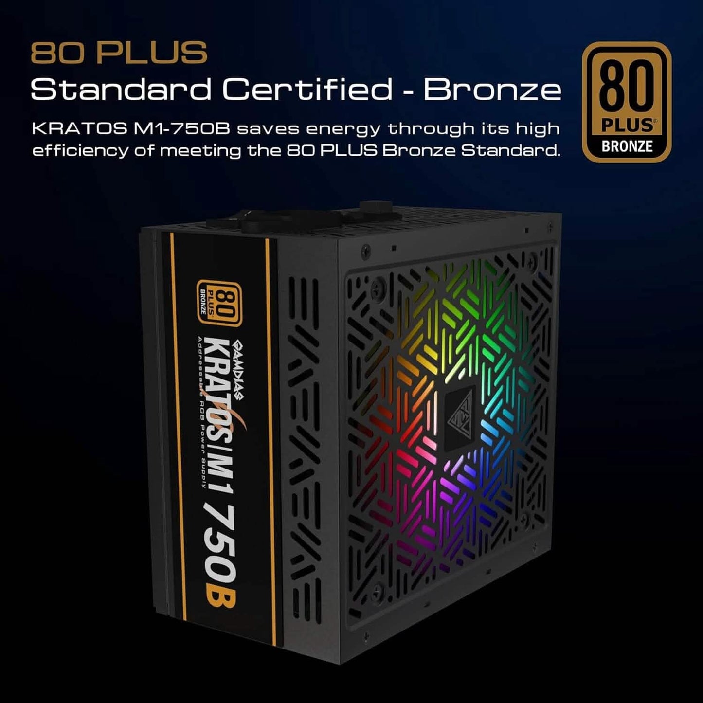 GAMDIAS RGB Gaming PC Netzteil 750W 750 Watt PSU Kratos M1-750B (Generalüberholt)