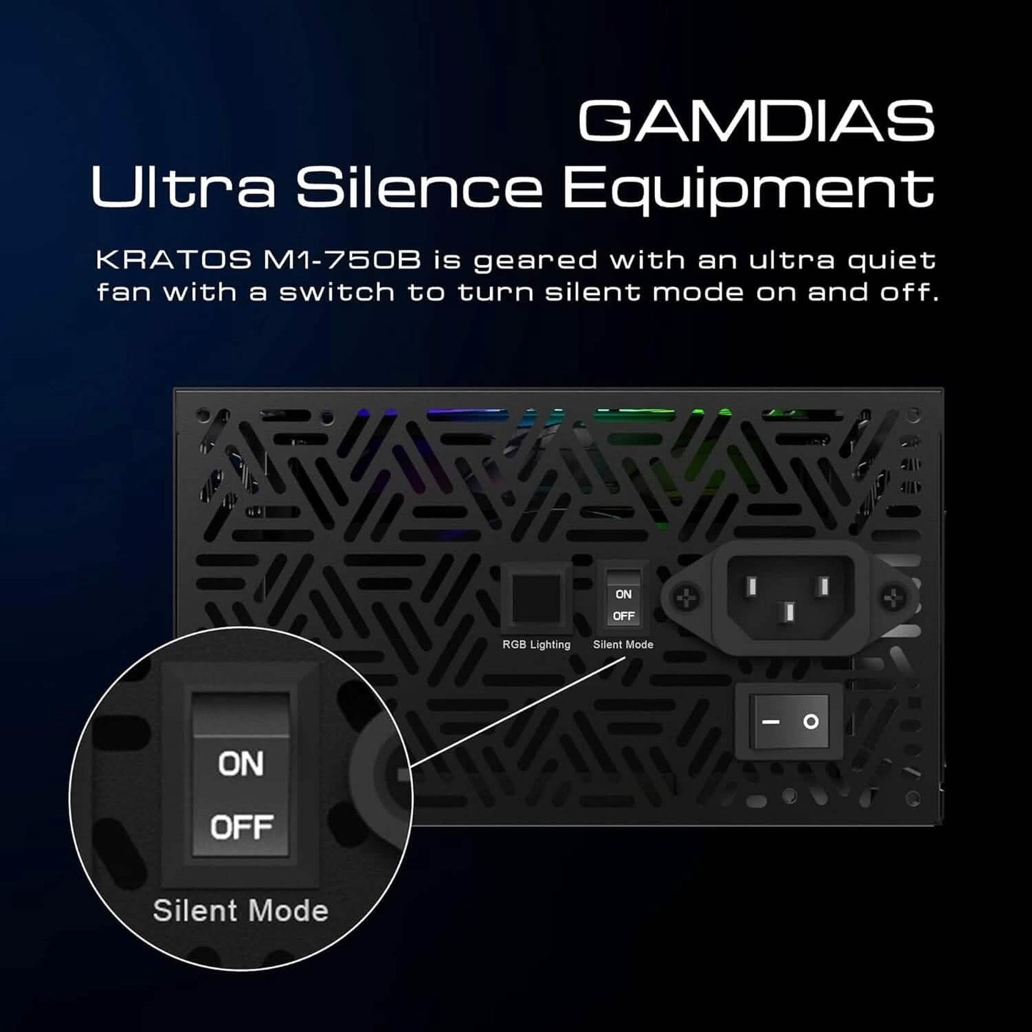 GAMDIAS RGB Gaming PC Netzteil 750W 750 Watt PSU Kratos M1-750B (Generalüberholt)