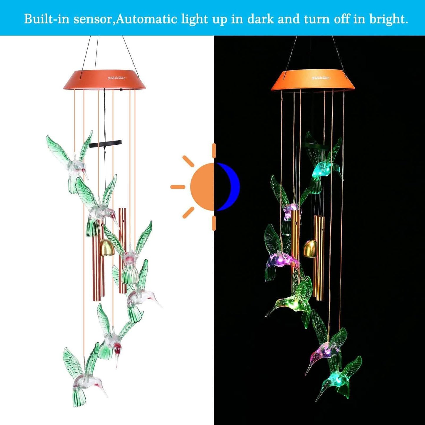 Wasserdichte Solar-Kolibri-Windspiele für Garten, Terrasse und Hof