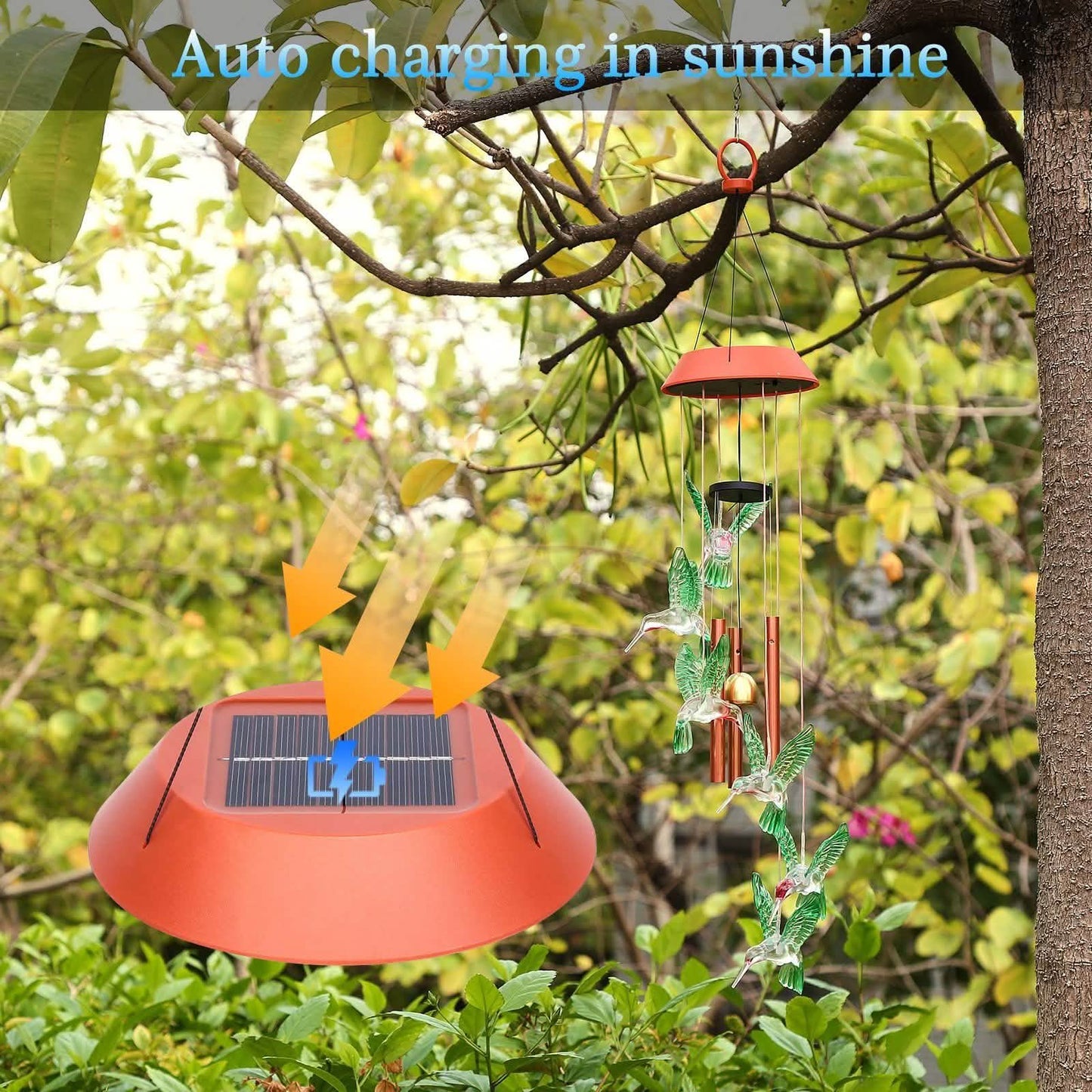 Wasserdichte Solar-Kolibri-Windspiele für Garten, Terrasse und Hof