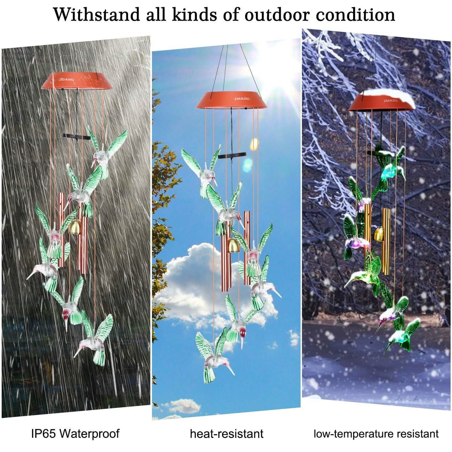 Wasserdichte Solar-Kolibri-Windspiele für Garten, Terrasse und Hof