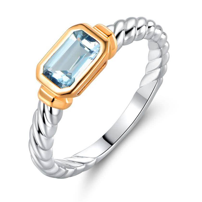 Echter himmelblauer Topas Ring mit Seildetail von Gembassy
