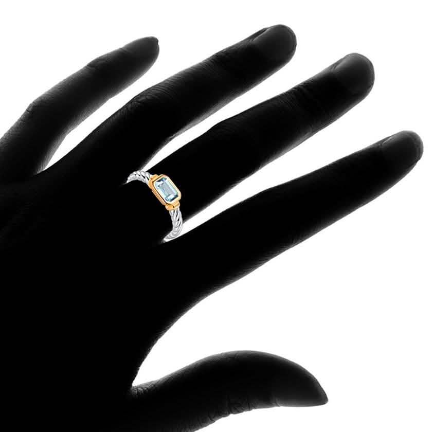 Echter himmelblauer Topas Ring mit Seildetail von Gembassy
