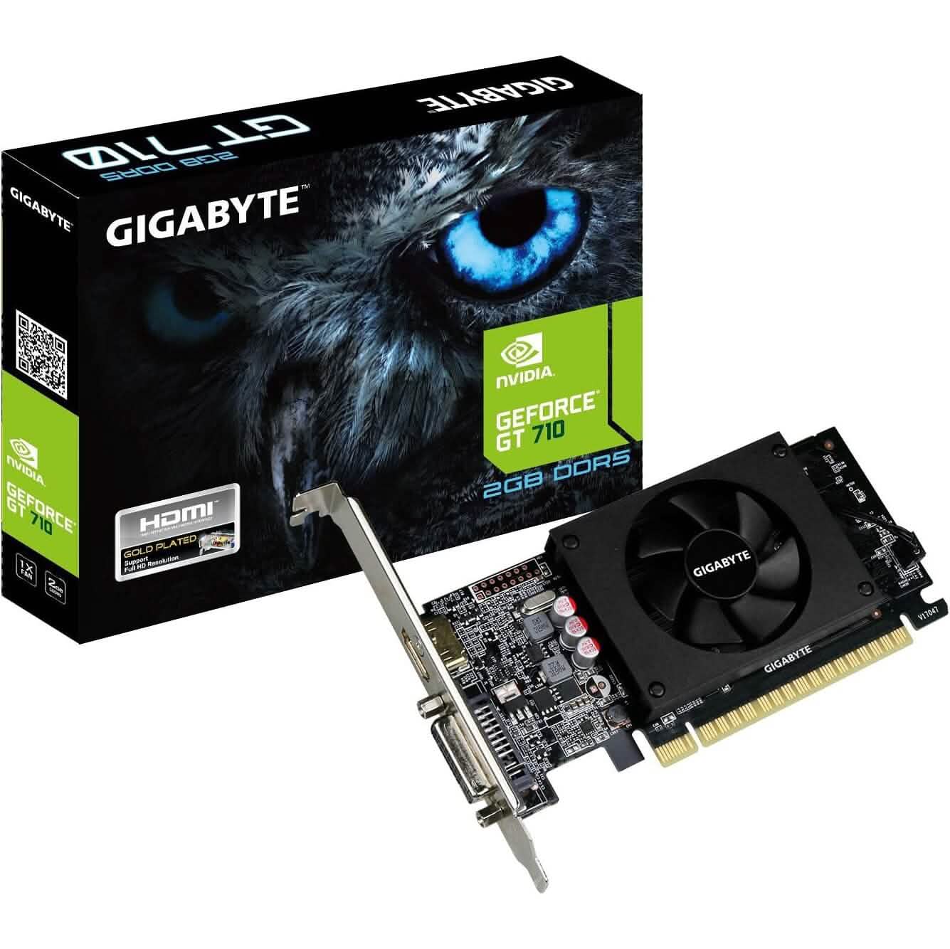 Gigabyte GeForce GT 710 2GB Grafikkarten und Unterstützung für PCI Express 2.0 X8 Bus Interface (Generalüberholt)