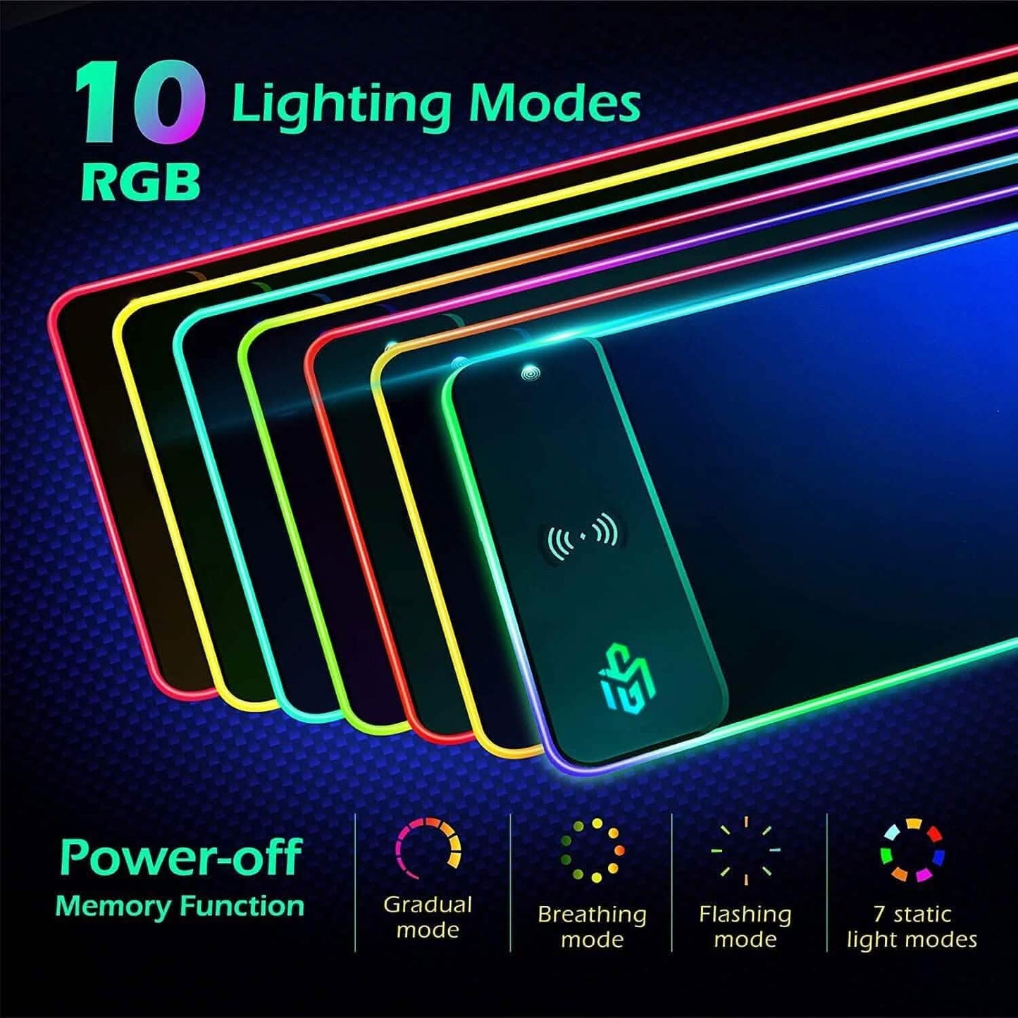 GIM Kabelloses RGB-Gaming-Mauspad mit 10 W (Generalüberholt)