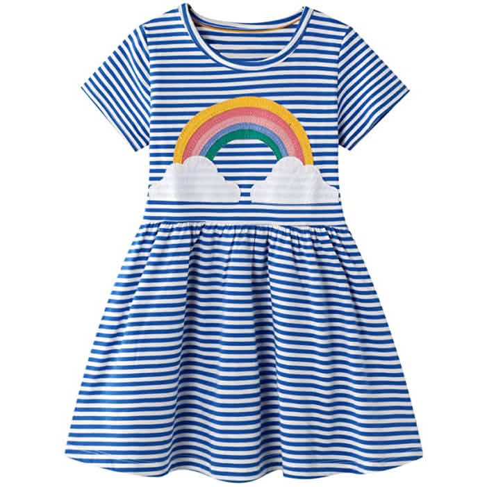 Mädchen-Freizeitkleid aus gestreiftem Baumwolljersey