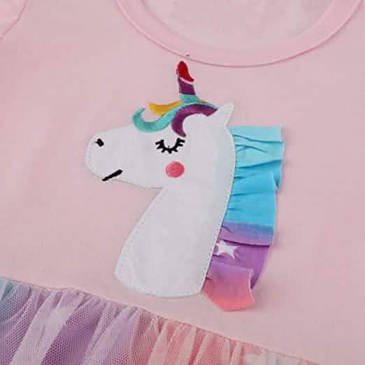 Mädchen Baumwoll-Freizeitkleid mit Einhorn-Motiv