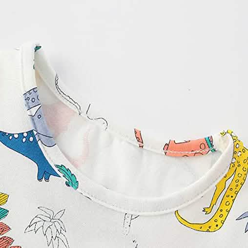 Mädchen Dinosaurier Tunika Kurzarm Sommer Freizeitkleid