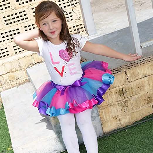 Mädchen-Ballett-Tutu-Rock aus mehrlagigem Regenbogen-Tüll