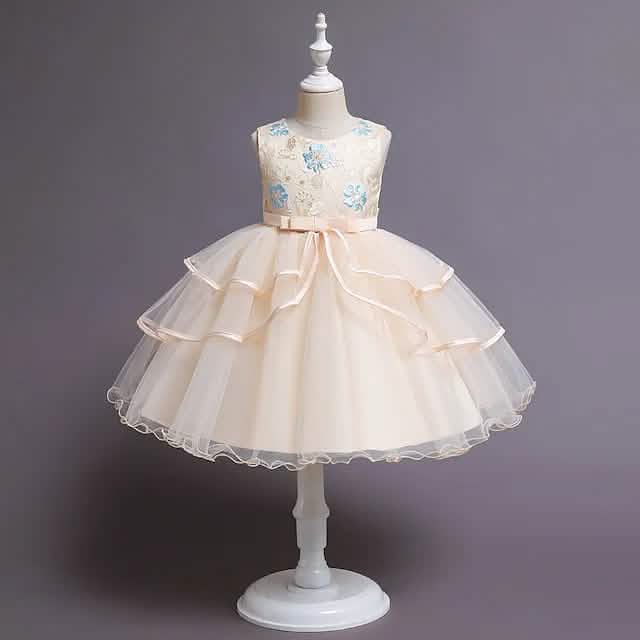 Mädchen Patchwork Mesh Schleifen Partykleid