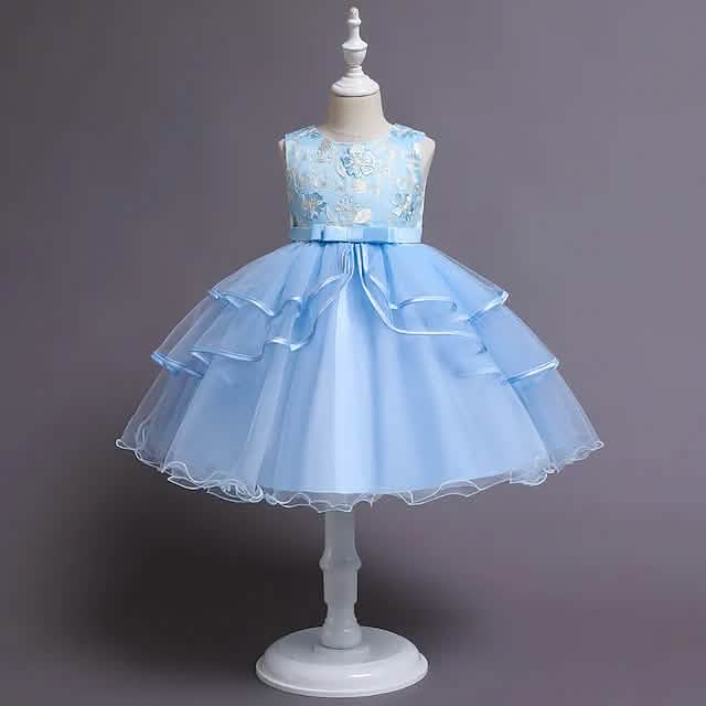 Mädchen Patchwork Mesh Schleifen Partykleid