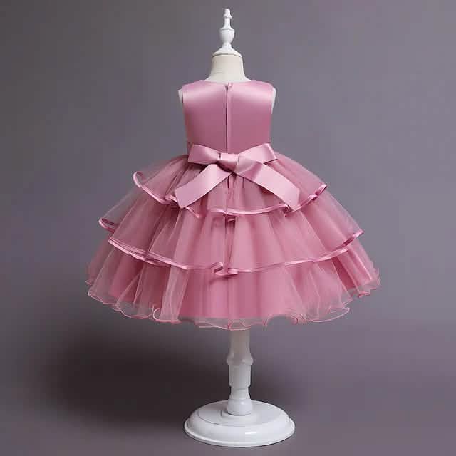 Mädchen Patchwork Mesh Schleifen Partykleid