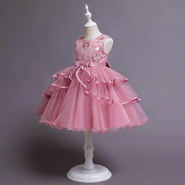 Mädchen Patchwork Mesh Schleifen Partykleid