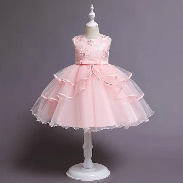 Mädchen Patchwork Mesh Schleifen Partykleid