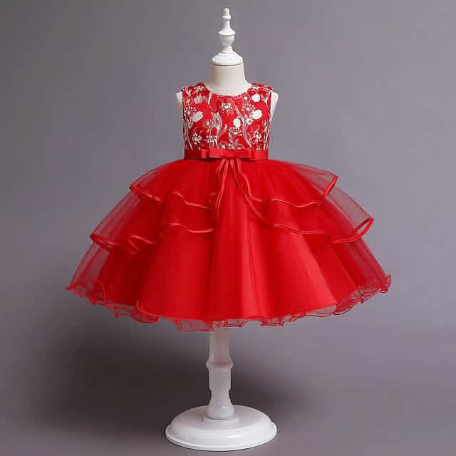 Mädchen Patchwork Mesh Schleifen Partykleid