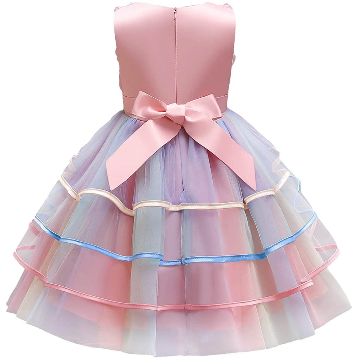 Mädchen Regenbogen Tüll Spitzekleid