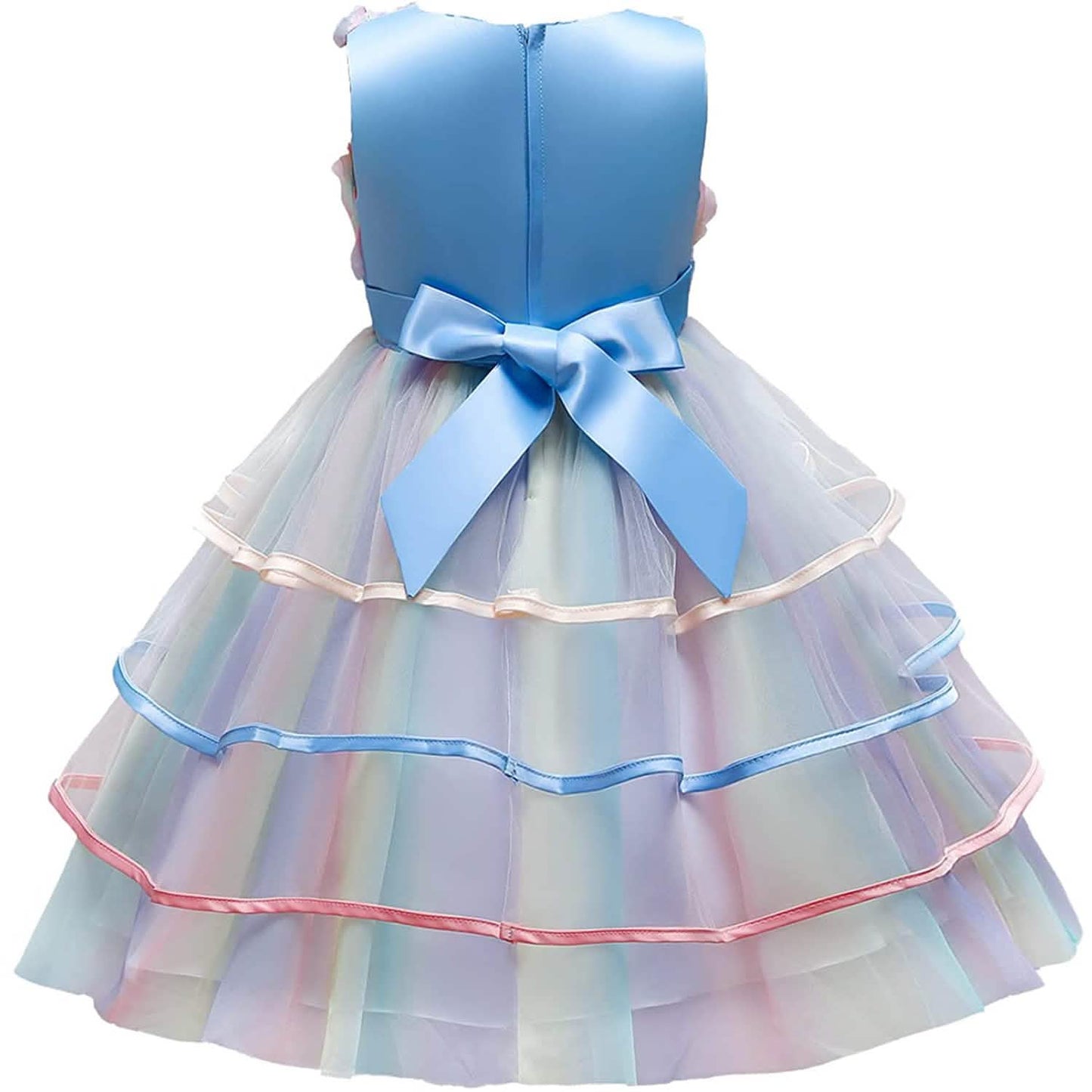 Mädchen Regenbogen Tüll Spitzekleid