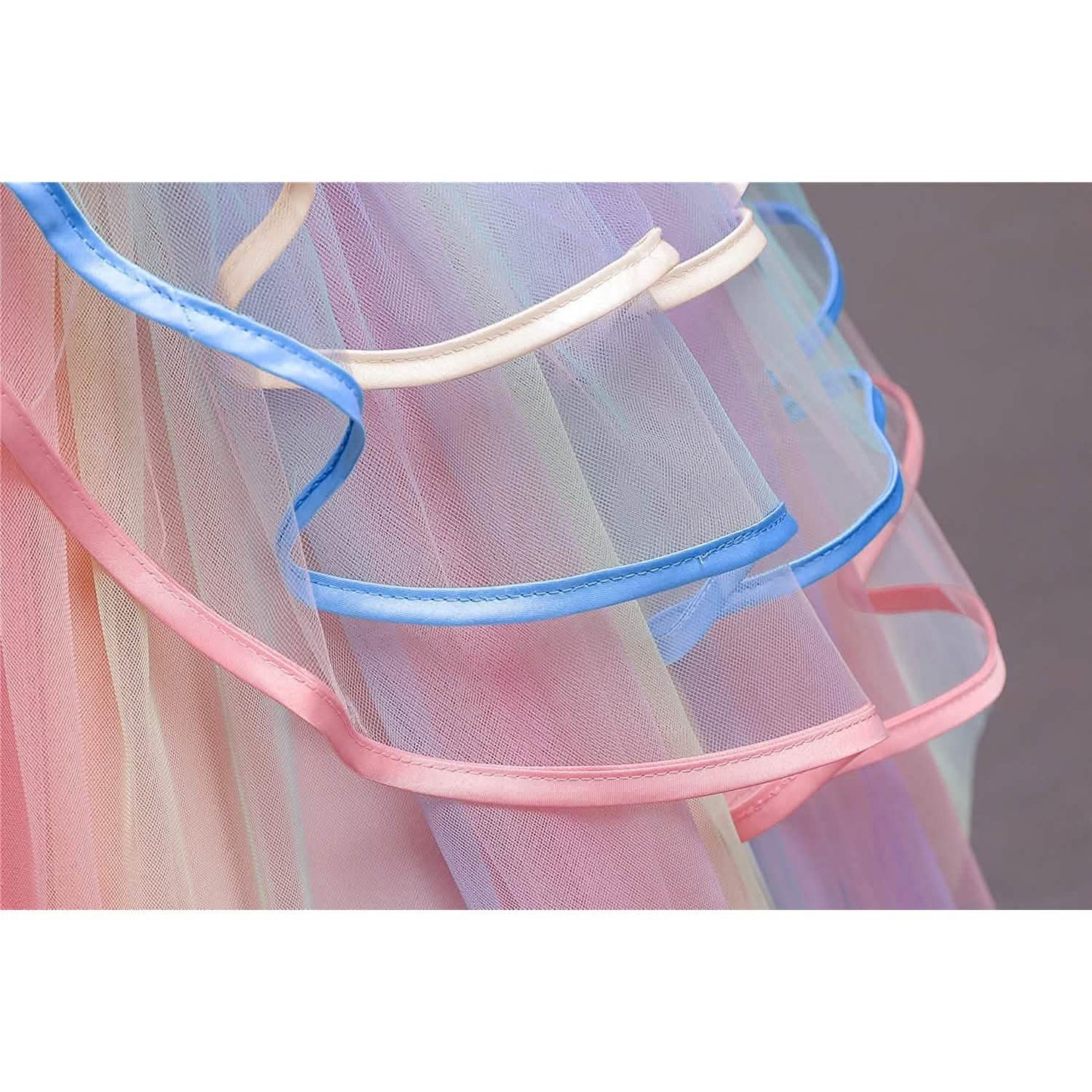 Mädchen Regenbogen Tüll Spitzekleid