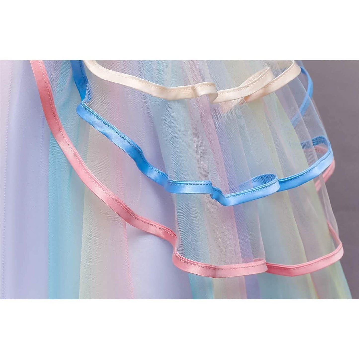 Mädchen Regenbogen Tüll Spitzekleid