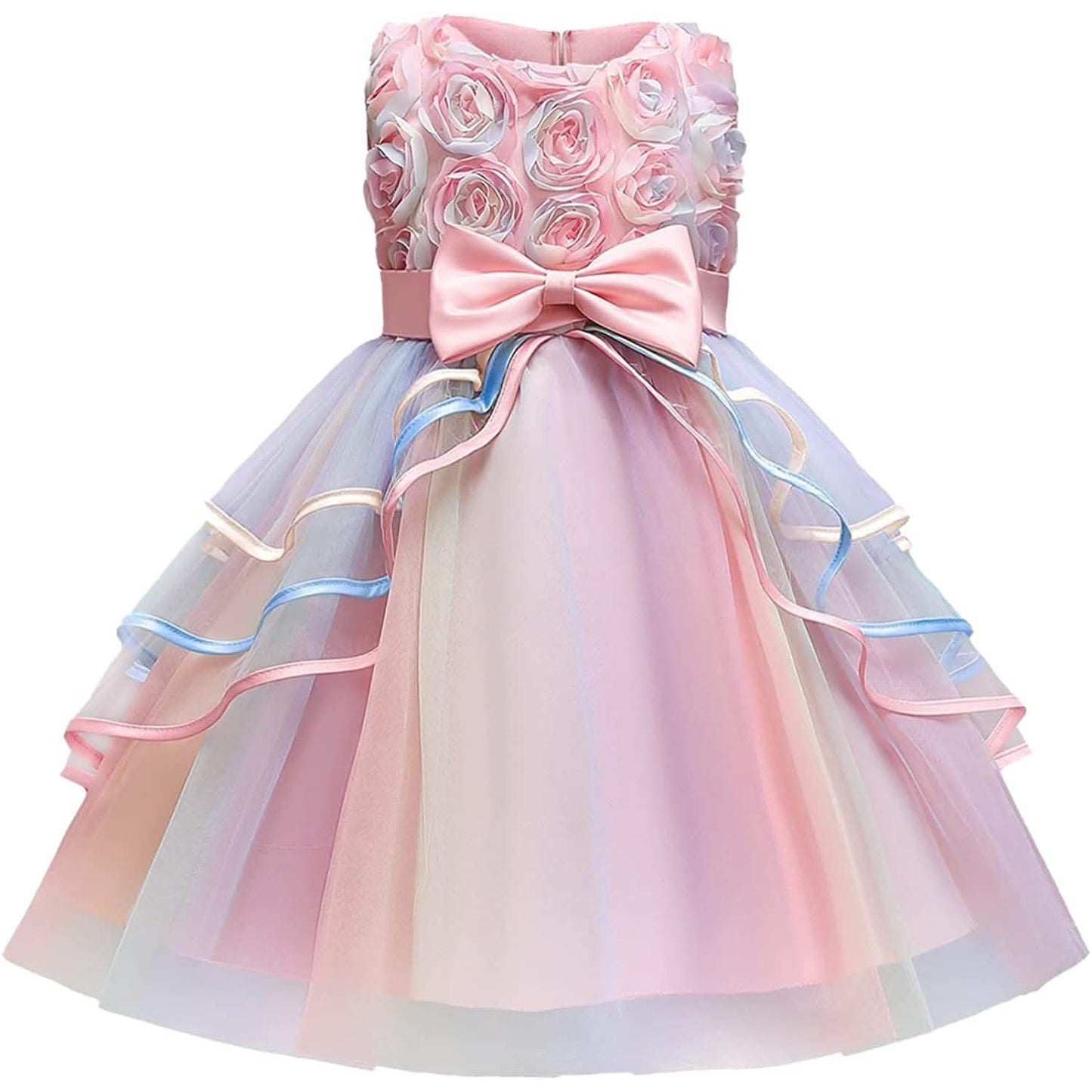 Mädchen Regenbogen Tüll Spitzekleid
