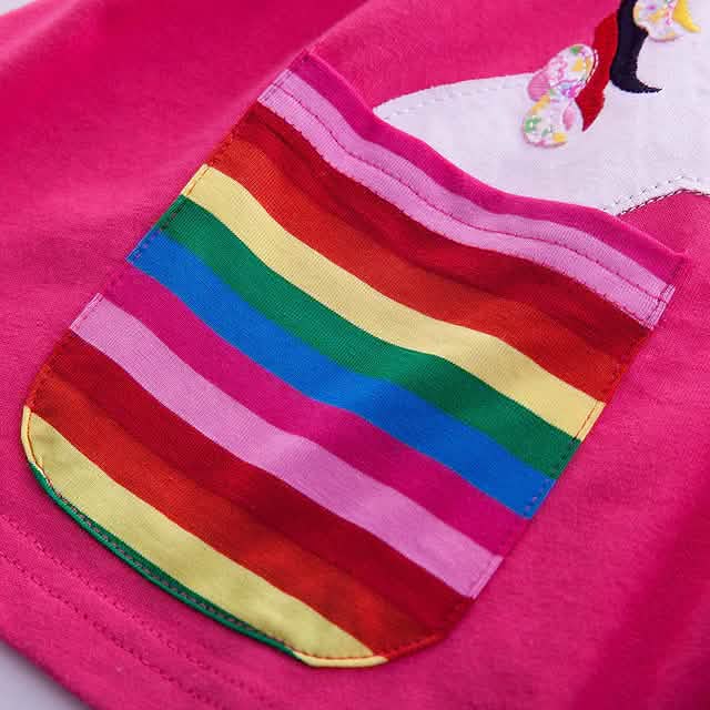Mädchen Einhorn Regenbogen Blumenkleid