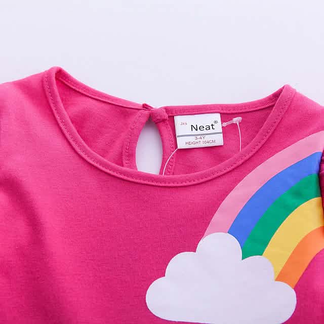 Mädchen Einhorn Regenbogen Blumenkleid