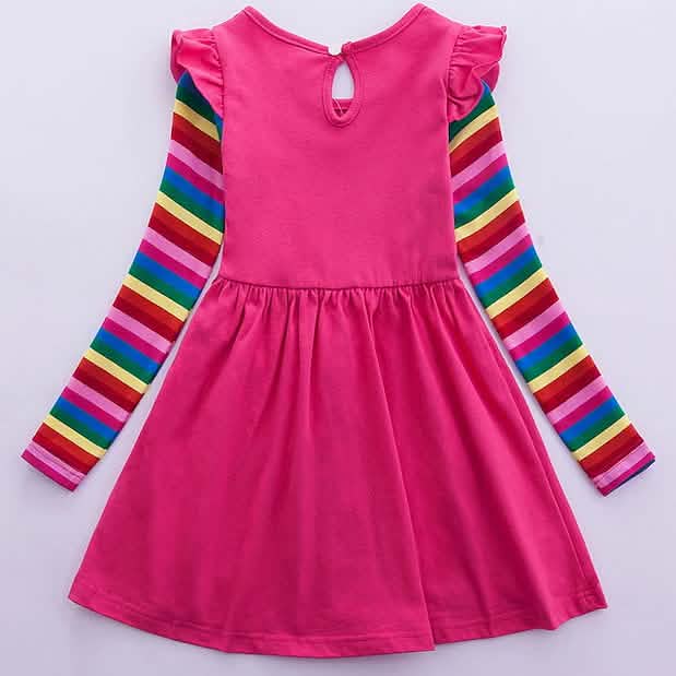 Mädchen Einhorn Regenbogen Blumenkleid