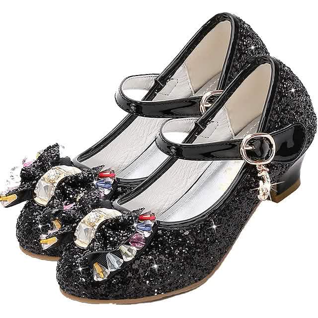 Mädchen High Heel Party Mary Jane Basic Pumps Kleid Kristall Schleife