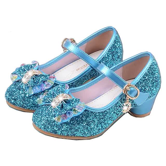 Mädchen High Heel Party Mary Jane Basic Pumps Kleid Kristall Schleife